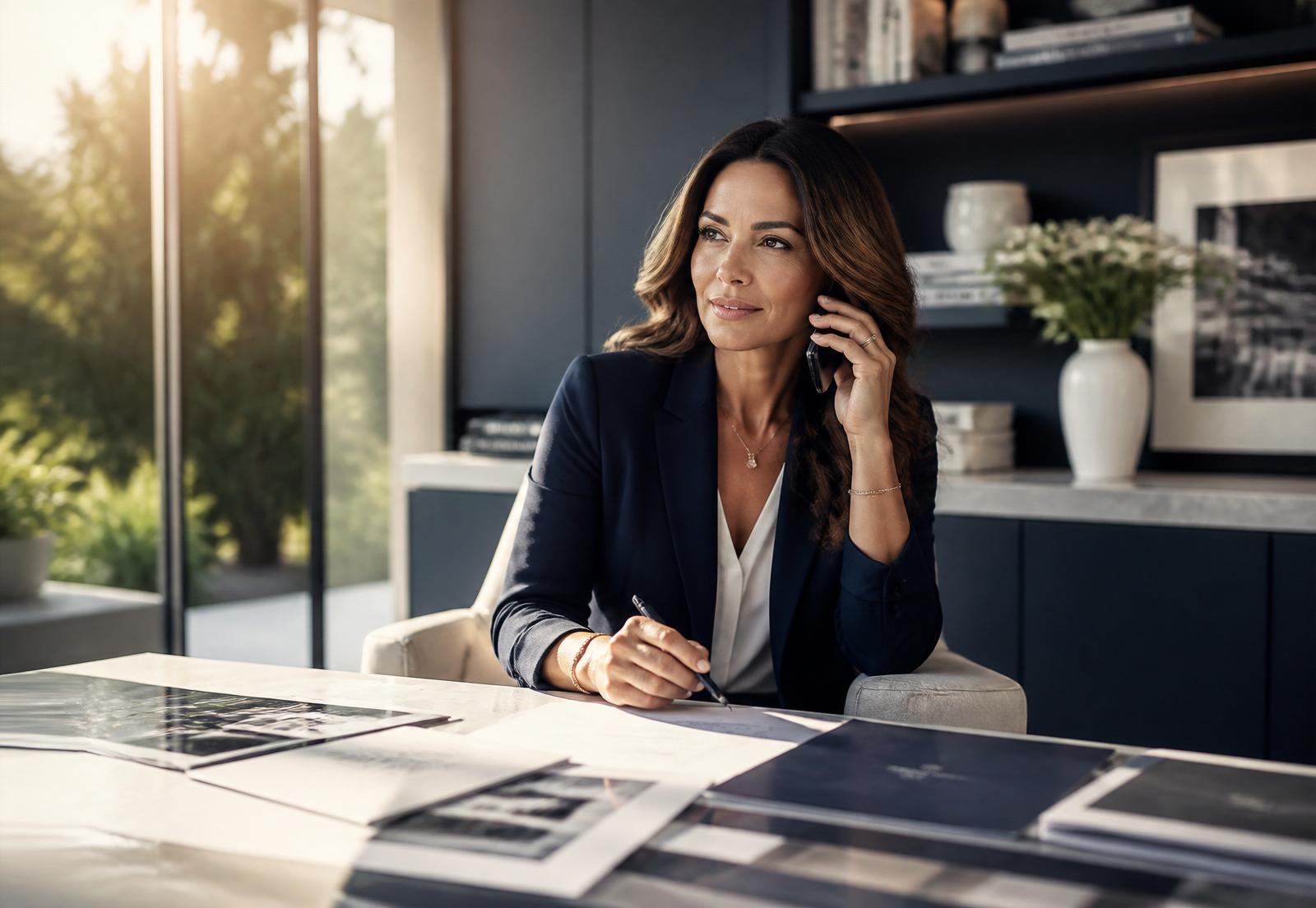 A real estate professional taking a call from a client